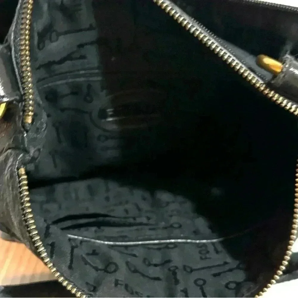 Fossil black leather crossbody handbag - Picture 5 of 11